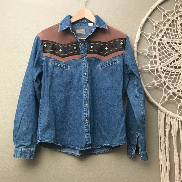 Wrangler Tops - WRANGLER Western Denim Button Down Shirt